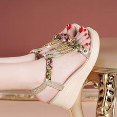 Internet Celebrity Korean - Style Belig Platform Wedge Rhinestone - SHOWLU FASHION STORE