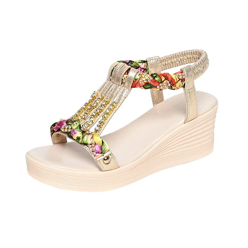 Internet Celebrity Korean - Style Belig Platform Wedge Rhinestone - SHOWLU FASHION STORE
