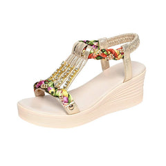 Internet Celebrity Korean - Style Belig Platform Wedge Rhinestone - SHOWLU FASHION STORE
