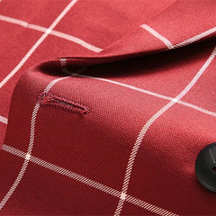 ( Jacket + Pant ) Luxury Men Groom Wedding Suits High Quality Business Social Prom Party Double Breasted Plaid Dress 2 Piece - SHOWLU FASHION STORE