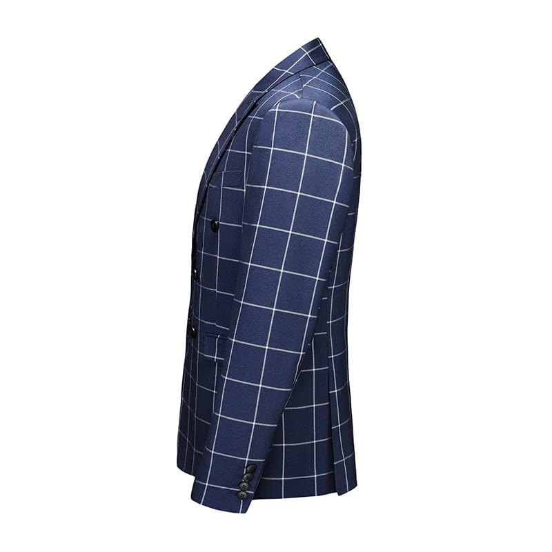 ( Jacket + Pant ) Luxury Men Groom Wedding Suits High Quality Business Social Prom Party Double Breasted Plaid Dress 2 Piece - SHOWLU FASHION STORE