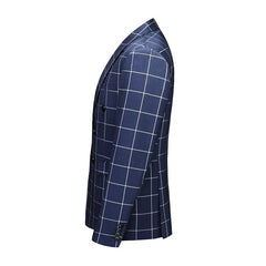 ( Jacket + Pant ) Luxury Men Groom Wedding Suits High Quality Business Social Prom Party Double Breasted Plaid Dress 2 Piece - SHOWLU FASHION STORE
