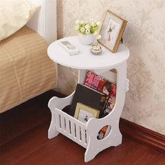 K - STAR European Mini Plastic Round Coffee Tea Table Home Simple Plastic Living Room Bedroom Storage Shelf Bedside Table White - SHOWLU FASHION STORE