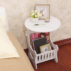 K - STAR European Mini Plastic Round Coffee Tea Table Home Simple Plastic Living Room Bedroom Storage Shelf Bedside Table White - SHOWLU FASHION STORE