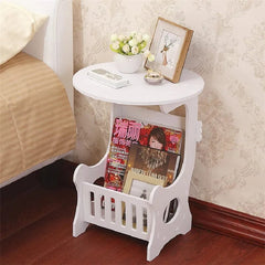 K - STAR European Mini Plastic Round Coffee Tea Table Home Simple Plastic Living Room Bedroom Storage Shelf Bedside Table White - SHOWLU FASHION STORE