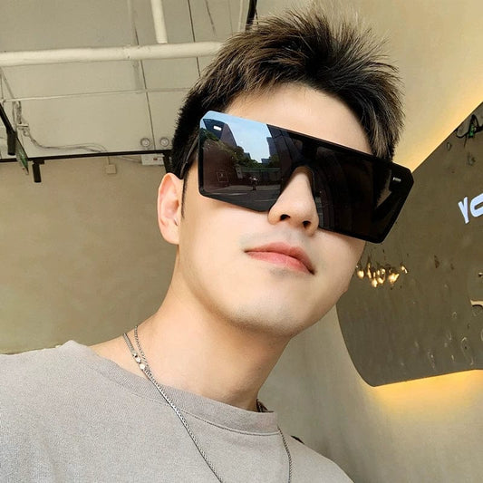 K - style Retro Super Large Rim Square Sunglasses Trendy Men and Women Fashion Sunglasses for a Slim Look Integrated Glasses Ins Internet Celebrity - SHOWLU FASHION STORE