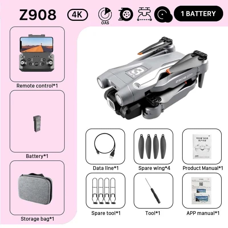 KBDFA MINI Z908Pro Max Drone 4K ESC Professional WIFI FPV Dron Obstacle Avoidance Brushless Four - Axis Folding RC Quadcopter Toys - SHOWLU FASHION STORE