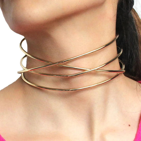 KDLUN Big Alloy Torques Necklaces For Women Statement Metal Choker Necklace Fashion Jewelry 2023 New Chunky Chocker Collar Punk - SHOWLU FASHION STORE