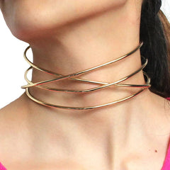 KDLUN Big Alloy Torques Necklaces For Women Statement Metal Choker Necklace Fashion Jewelry 2023 New Chunky Chocker Collar Punk - SHOWLU FASHION STORE