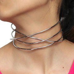 KDLUN Big Alloy Torques Necklaces For Women Statement Metal Choker Necklace Fashion Jewelry 2023 New Chunky Chocker Collar Punk - SHOWLU FASHION STORE