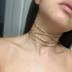 KDLUN Big Alloy Torques Necklaces For Women Statement Metal Choker Necklace Fashion Jewelry 2023 New Chunky Chocker Collar Punk - SHOWLU FASHION STORE