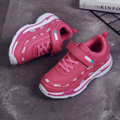 Kids Girls Shoes Leather Platform Sneakers Children Lightweight Pink Purple Running Sports Tennis Girls Sneaker - SHOWLU FASHION STORE