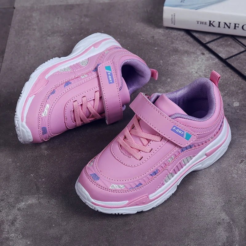 Kids Girls Shoes Leather Platform Sneakers Children Lightweight Pink Purple Running Sports Tennis Girls Sneaker - SHOWLU FASHION STORE