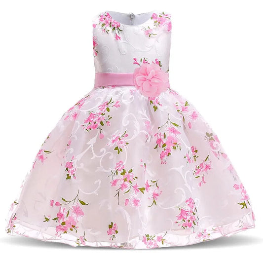 Kids Summer Dress For Girls Wedding Costume Floral Printing Birthday Princess Party Dresses 2 - 10 Years Children Girl Clothes - SHOWLU FASHION STORE