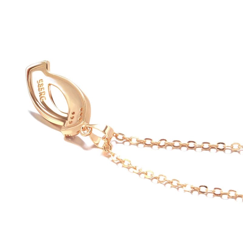 Kinel Hot Trend Glossy Dangle Earrings Necklace Sets 585 Rose Gold Simple Geometry Natural Zircon Women Daily Fine Jewelry Sets - SHOWLU FASHION STORE