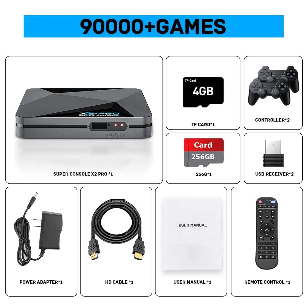 KINHANK Retro Video Game Console Super Console X2 Pro with 90000 Video Games for PS1/DC/MAME/SS with Gamepad Kid Gift Game Box - SHOWLU FASHION STORE