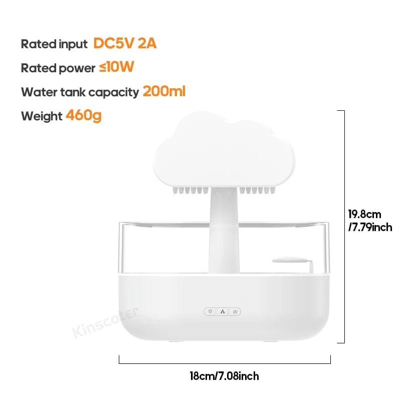 KINSCOTER Rain Clouds Aroma Diffuser Zen Raindrops Air Humidifier Essential Oil Diffuser USB Desktop Ultrasonic Sprayer - SHOWLU FASHION STORE