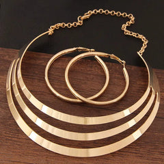 KMVEXO Trendy Gold Color Torques Necklace Round Earrings Sets Women Party Statement Jewelry Dress Accessories Bijoux Female Gift - SHOWLU FASHION STORE
