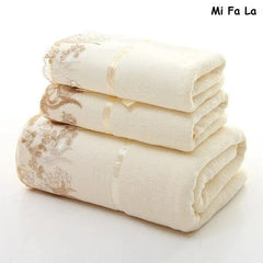 Lace Border Embroidered Microfiber Face Bath Towel Set, Super Soft Absorbent Towels Bathroom, Home Wedding Decoration, 3Pcs Set - SHOWLU FASHION STORE