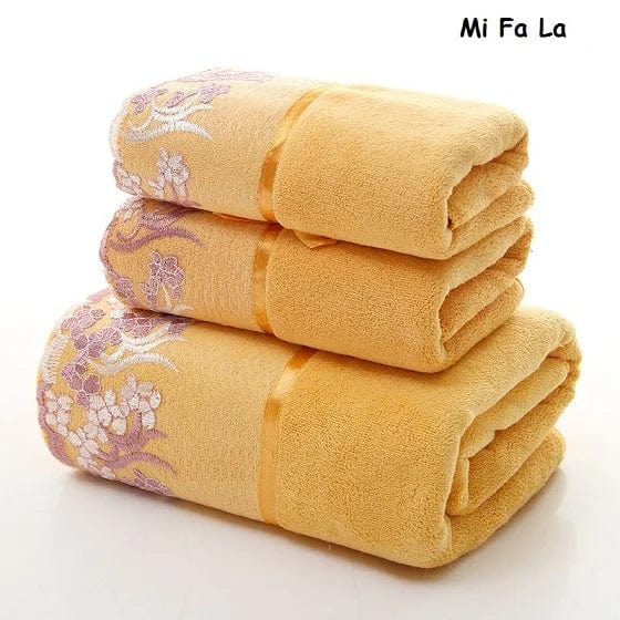 Lace Border Embroidered Microfiber Face Bath Towel Set, Super Soft Absorbent Towels Bathroom, Home Wedding Decoration, 3Pcs Set - SHOWLU FASHION STORE