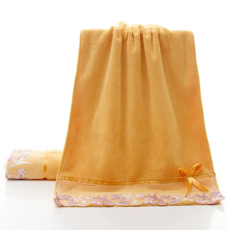 Lace Border Embroidered Microfiber Face Bath Towel Set, Super Soft Absorbent Towels Bathroom, Home Wedding Decoration, 3Pcs Set - SHOWLU FASHION STORE