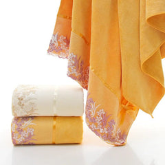 Lace Border Embroidered Microfiber Face Bath Towel Set, Super Soft Absorbent Towels Bathroom, Home Wedding Decoration, 3Pcs Set - SHOWLU FASHION STORE