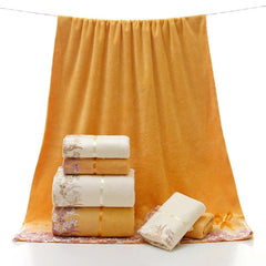 Lace Border Embroidered Microfiber Face Bath Towel Set, Super Soft Absorbent Towels Bathroom, Home Wedding Decoration, 3Pcs Set - SHOWLU FASHION STORE