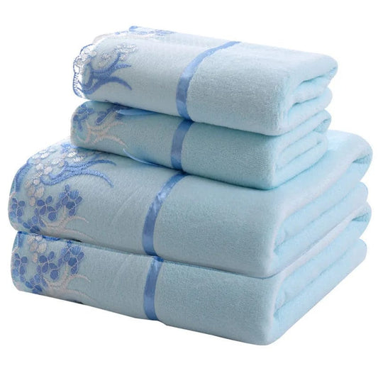 Lace Embroidered Bath Towel Set Microfiber for Adults Colourful Tree Bathroom Face Bath Towels Quick Dry Family Set Large Thick - SHOWLU FASHION STORE