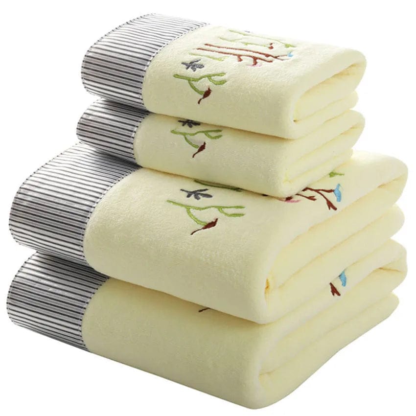 Lace Embroidered Bath Towel Set Microfiber for Adults Colourful Tree Bathroom Face Bath Towels Quick Dry Family Set Large Thick - SHOWLU FASHION STORE