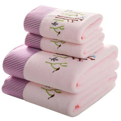 Lace Embroidered Bath Towel Set Microfiber for Adults Colourful Tree Bathroom Face Bath Towels Quick Dry Family Set Large Thick - SHOWLU FASHION STORE
