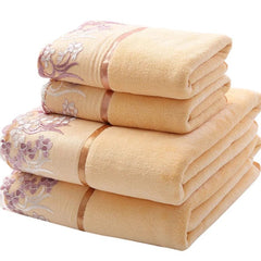Lace Embroidered Bath Towel Set Microfiber for Adults Colourful Tree Bathroom Face Bath Towels Quick Dry Family Set Large Thick - SHOWLU FASHION STORE