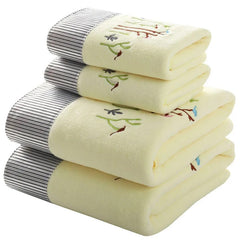 Lace Embroidered Bath Towel Set Microfiber for Adults Colourful Tree Bathroom Face Bath Towels Quick Dry Family Set Large Thick - SHOWLU FASHION STORE