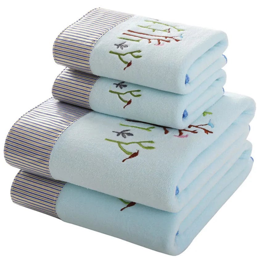 Lace Embroidered Bath Towel Set Microfiber for Adults Colourful Tree Bathroom Face Bath Towels Quick Dry Family Set Large Thick - SHOWLU FASHION STORE