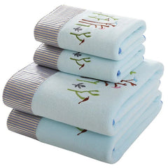 Lace Embroidered Bath Towel Set Microfiber for Adults Colourful Tree Bathroom Face Bath Towels Quick Dry Family Set Large Thick - SHOWLU FASHION STORE