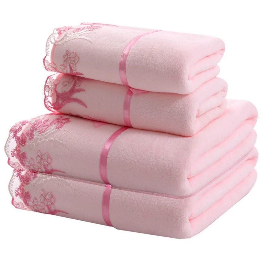 Lace Embroidered Bath Towel Set Microfiber for Adults Colourful Tree Bathroom Face Bath Towels Quick Dry Family Set Large Thick - SHOWLU FASHION STORE