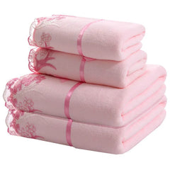 Lace Embroidered Bath Towel Set Microfiber for Adults Colourful Tree Bathroom Face Bath Towels Quick Dry Family Set Large Thick - SHOWLU FASHION STORE
