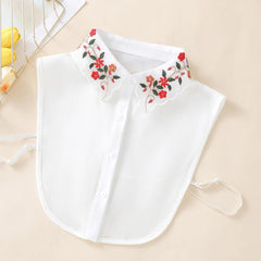 Ladies Fashion Embroidered Colorful Flower Collar with Sweater Bottom Shirt Versatile Detachable Chiffon Fake Collar - SHOWLU FASHION STORE