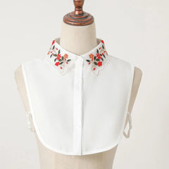 Ladies Fashion Embroidered Colorful Flower Collar with Sweater Bottom Shirt Versatile Detachable Chiffon Fake Collar - SHOWLU FASHION STORE