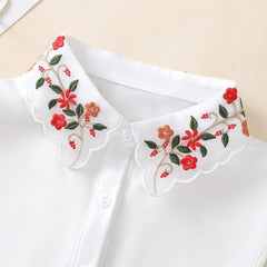 Ladies Fashion Embroidered Colorful Flower Collar with Sweater Bottom Shirt Versatile Detachable Chiffon Fake Collar - SHOWLU FASHION STORE