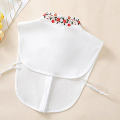 Ladies Fashion Embroidered Colorful Flower Collar with Sweater Bottom Shirt Versatile Detachable Chiffon Fake Collar - SHOWLU FASHION STORE