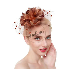 Lady Fancy Fascinators Hats for Womens Mesh Wedding Headwear Veil Flower Cocktail Tea Party Church Derby Hat Chapeu Feminino - SHOWLU FASHION STORE