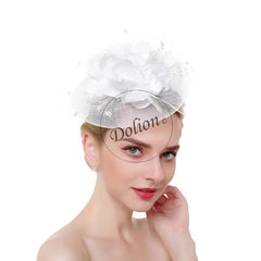 Lady Fancy Fascinators Hats for Womens Mesh Wedding Headwear Veil Flower Cocktail Tea Party Church Derby Hat Chapeu Feminino - SHOWLU FASHION STORE