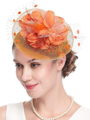 Lady Fancy Fascinators Hats for Womens Mesh Wedding Headwear Veil Flower Cocktail Tea Party Church Derby Hat Chapeu Feminino - SHOWLU FASHION STORE