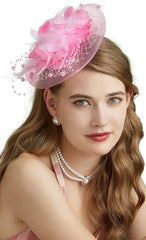 Lady Fancy Fascinators Hats for Womens Mesh Wedding Headwear Veil Flower Cocktail Tea Party Church Derby Hat Chapeu Feminino - SHOWLU FASHION STORE