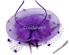 Lady Fancy Fascinators Hats for Womens Mesh Wedding Headwear Veil Flower Cocktail Tea Party Church Derby Hat Chapeu Feminino - SHOWLU FASHION STORE