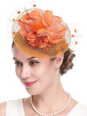 Lady Fancy Fascinators Hats for Womens Mesh Wedding Headwear Veil Flower Cocktail Tea Party Church Derby Hat Chapeu Feminino - SHOWLU FASHION STORE