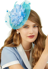 Lady Fancy Fascinators Hats for Womens Mesh Wedding Headwear Veil Flower Cocktail Tea Party Church Derby Hat Chapeu Feminino - SHOWLU FASHION STORE