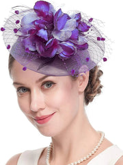 Lady Fancy Fascinators Hats for Womens Mesh Wedding Headwear Veil Flower Cocktail Tea Party Church Derby Hat Chapeu Feminino - SHOWLU FASHION STORE