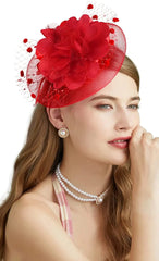 Lady Fancy Fascinators Hats for Womens Mesh Wedding Headwear Veil Flower Cocktail Tea Party Church Derby Hat Chapeu Feminino - SHOWLU FASHION STORE
