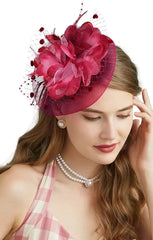 Lady Fancy Fascinators Hats for Womens Mesh Wedding Headwear Veil Flower Cocktail Tea Party Church Derby Hat Chapeu Feminino - SHOWLU FASHION STORE